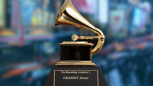 A file photo of the GRAMMY Awards plague