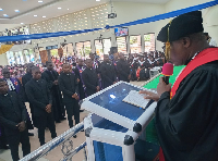 Rt. Rev. Dr. Lt. Col. Bliss Divine Agbeko (Rtd.) administering the vows for newly trained pastors