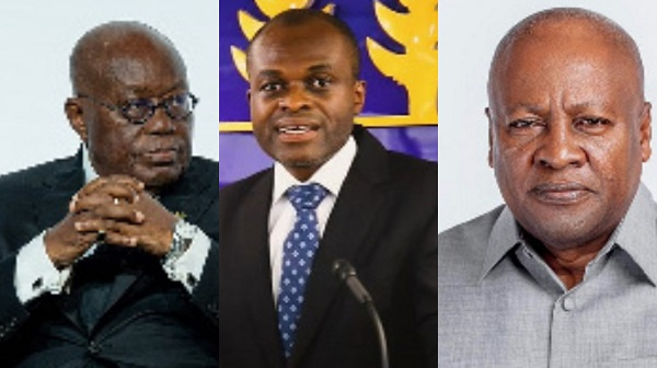 Nana Addo Dankwa Akufo-Addo, Martin Kpebu, John Dramani Mahama (from left to right)