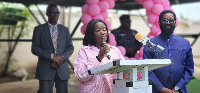 Prof. Naana Jane Opoku-Agyemang speaking at the event