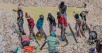 Miners work at the D4 Gakombe coltan mining quarry in Rubaya, DRC, May 9, 2025