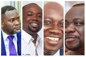 A photo collage of John Kumah, Ernest Yaw Kumi, Ekow Hayford and Philip Basoah