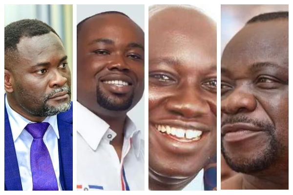 A photo collage of John Kumah, Ernest Yaw Kumi, Ekow Hayford and Philip Basoah