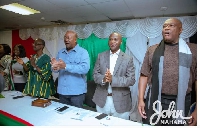 Former president John Dramani Mahama with other party leaders of the NDC