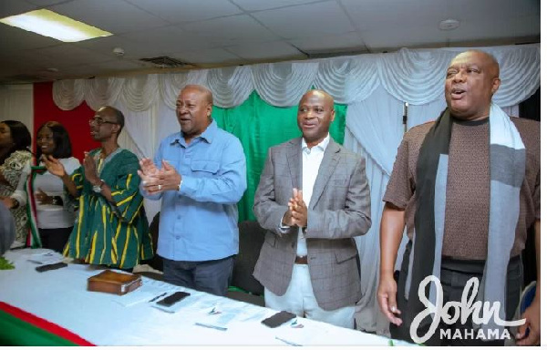 Former president John Dramani Mahama with other party leaders of the NDC