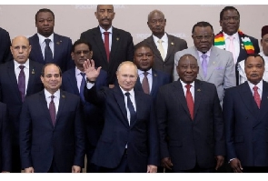 Vladimir Putin with African leaders at an edition of the Russia-Africa summit