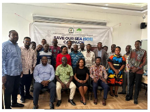 Some members of 'Save Our Sea' and GARDJA together with Prof Kwadwo Berchie Asiedu