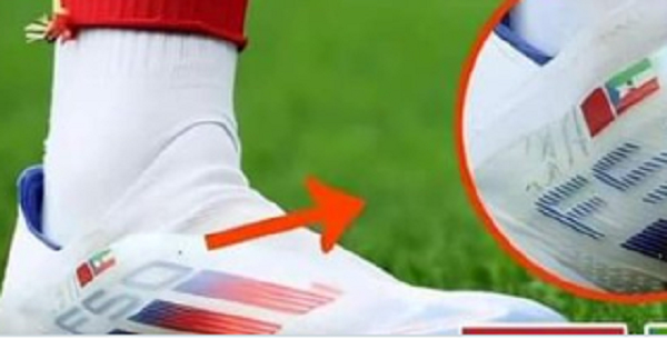 Yamal's football boot featuring the flags of Morocco and Equatorial Guinea