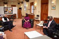 Shirley Ayorkor Botchwey with the Mauritian Prime Minister, Pravind Jugnauth during the meetings