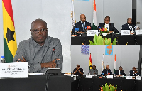Ghana's Minister for Finance, Dr Cassiel Ato Forson (L) chaired the meeting Abidjan