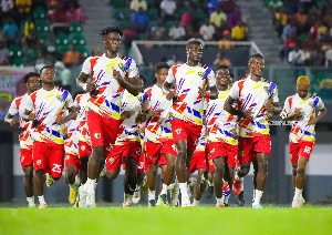 Hearts of Oak players warming up