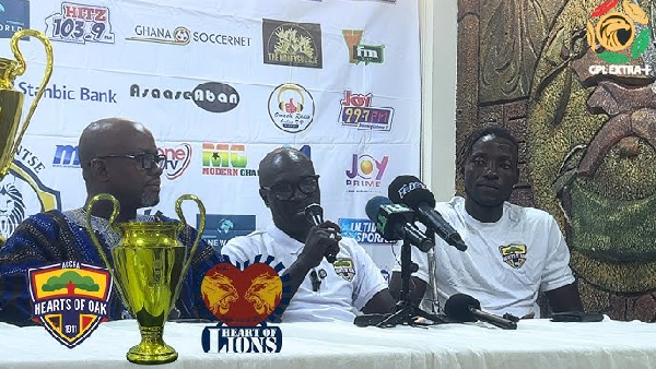 Didi Dramani (middle) is optimistic about Hearts of Oak winning the 2025 Homowo Cup