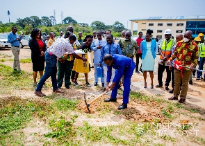 The sod cutting ceremony for the construction of academic offices and labs