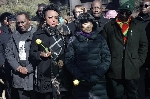 Toronto Mayor Olivia Chow (middle) with some executive members of GCAO at the vigil