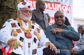 The late Jerry John Rawlings (left) with John Dramani Mahama