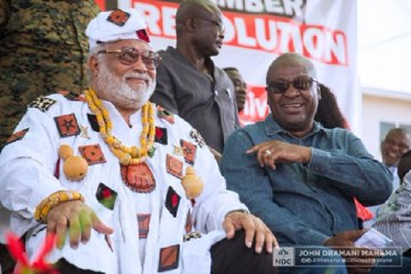 The late Jerry John Rawlings (left) with John Dramani Mahama