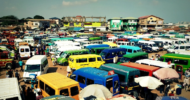 Aerial shot of a lorry terminal