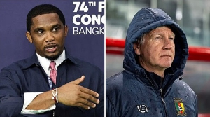 Samuel Eto'o is locked in a bitter feud with Cameroon manager Marc Brys Samuel Eto'o is locked in a bitter feud with Cameroon manager Marc Brys