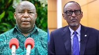 Mr Ndayishimiye (L) accused Mr Kagame (R) of hosting and training the rebels