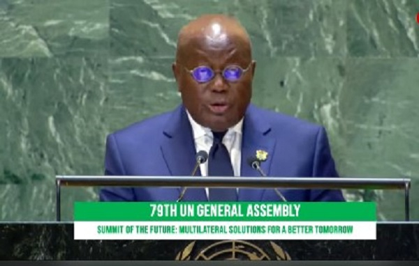 Nana Akufo-Addo addressing the UN General Assembly on September 25, 2024