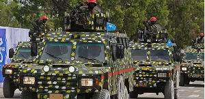 Somali soldier's march during celebrations of the country's independence