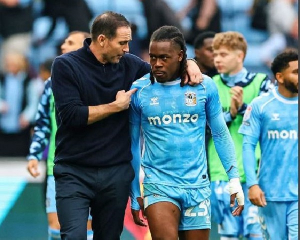 Brandon Thomas-Asante (R) is a Black Stars attacker