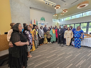 A group photo from Shoreline–Akropong Sister City Association reception held on Saturday