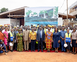 Dr Bawumia with Ursula and Dr Amin Adam and others at the site of the hub project