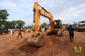 President Akufo Addo Cutting The Sod For Construction Road