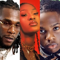 A collage of Burna Boy, Tems and Rema