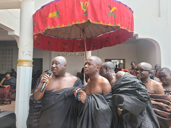 A sitting of the Kokofu traditional council to receive Ralph Poku Adusei's donation