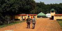 A photo of soldiers at a border post