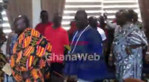 Ga Mantse, Nii Tackie Teiko Tsuru II  (R) accompanied by some Traditional leaders