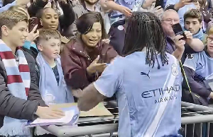 Antoine Semenyo celebrated with his family at the end of the game