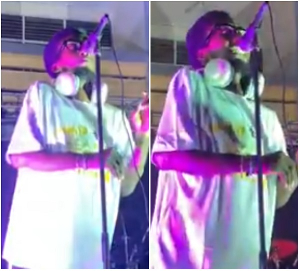 The UCC student performing on stage