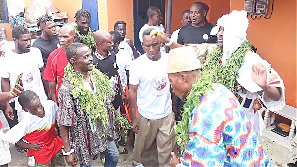 Nii Okang Duamro Nmashie III among other leaders performing traditional duties