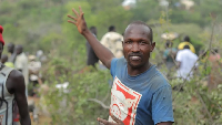 Manasse Lomachar would like the discovery of gold to improve life in his village