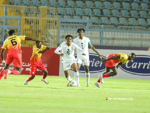 Players of Ghana and DR Congo during the game