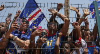 Thousands turned out to welcome the players home