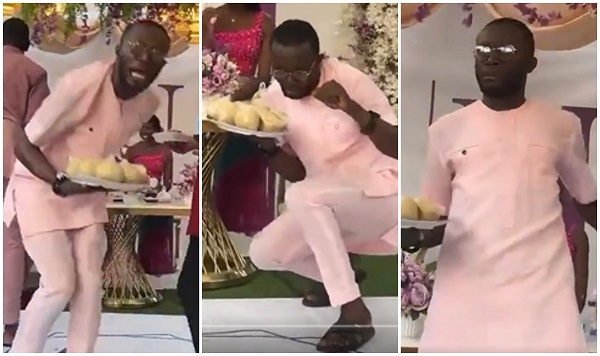 A daring young Ghanaian man seen dancing at a wedding ceremony