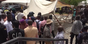 The supporters dismantled canopies, chairs, and a voting booth set up for the event