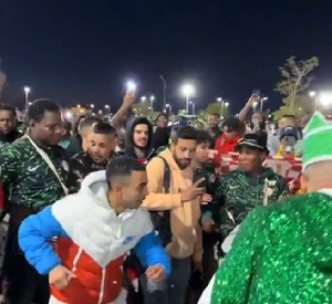 Morocco fans celebrated Algeria's  elimination with Nigeria supporters