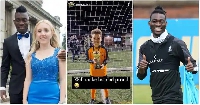 A photo of Christian Atsu, wife Marie-Claire Rupio and his son