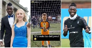 A photo of Christian Atsu, wife Marie-Claire Rupio and his son