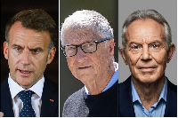 PLO Lumumba warned President Mahama against Macron (L), Bill Gates (M) and  Tony Blair (R)