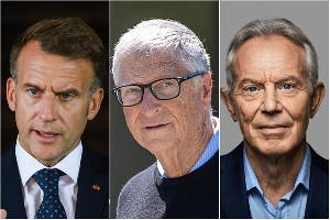 PLO Lumumba warned President Mahama against Macron (L), Bill Gates (M) and Tony Blair (R) PLO Lumumba warned President Mahama against Macron (L), Bill Gates (M) and Tony Blair (R)