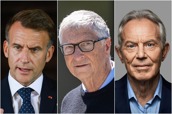 PLO Lumumba warned President Mahama against Macron (L), Bill Gates (M) and  Tony Blair (R)