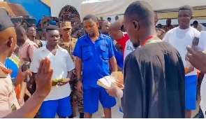 Ghanaian musician cum actor, LilWin donating to a prison in Kumasi