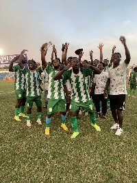 Players of Tano Bofoakwa celebrating their victory