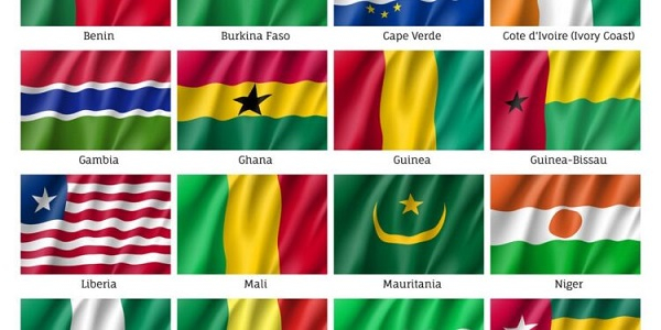 File photo of West African flags